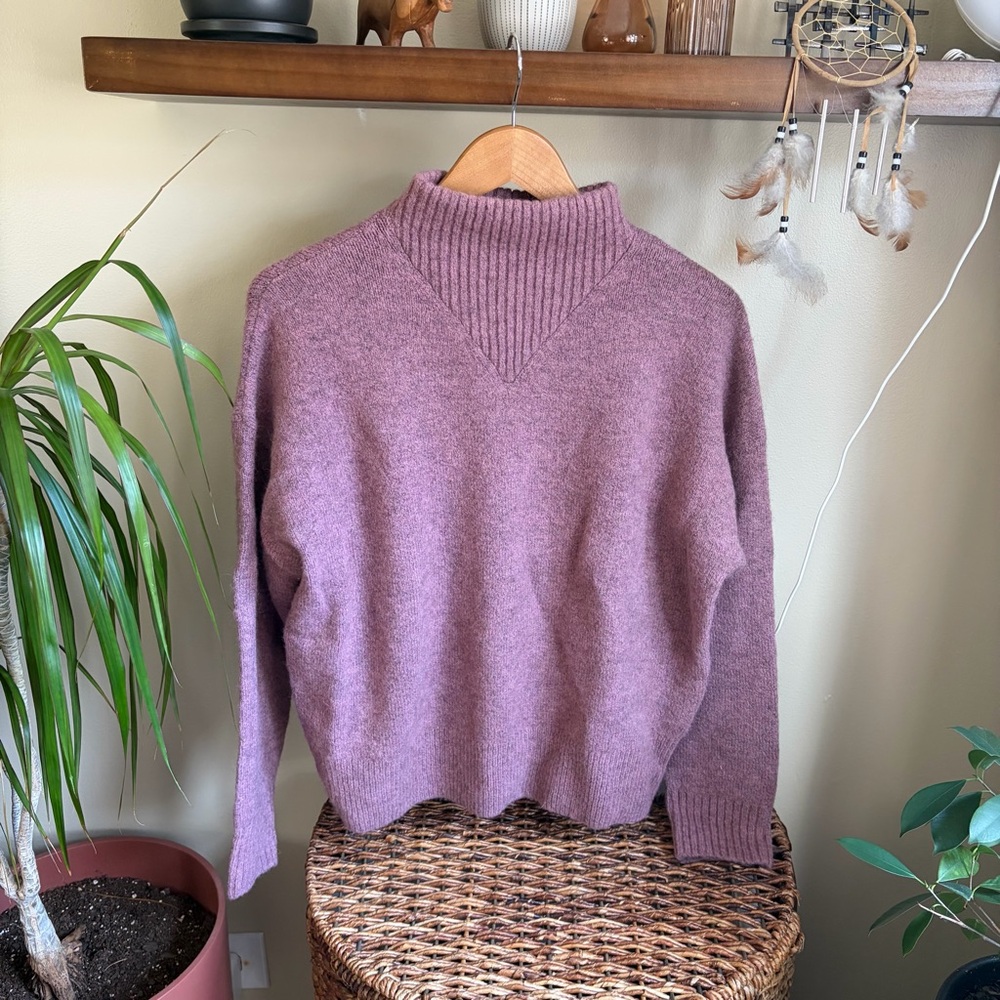 Madewell Dillon Mockneck Pullover Sweater in Heather Loganberry